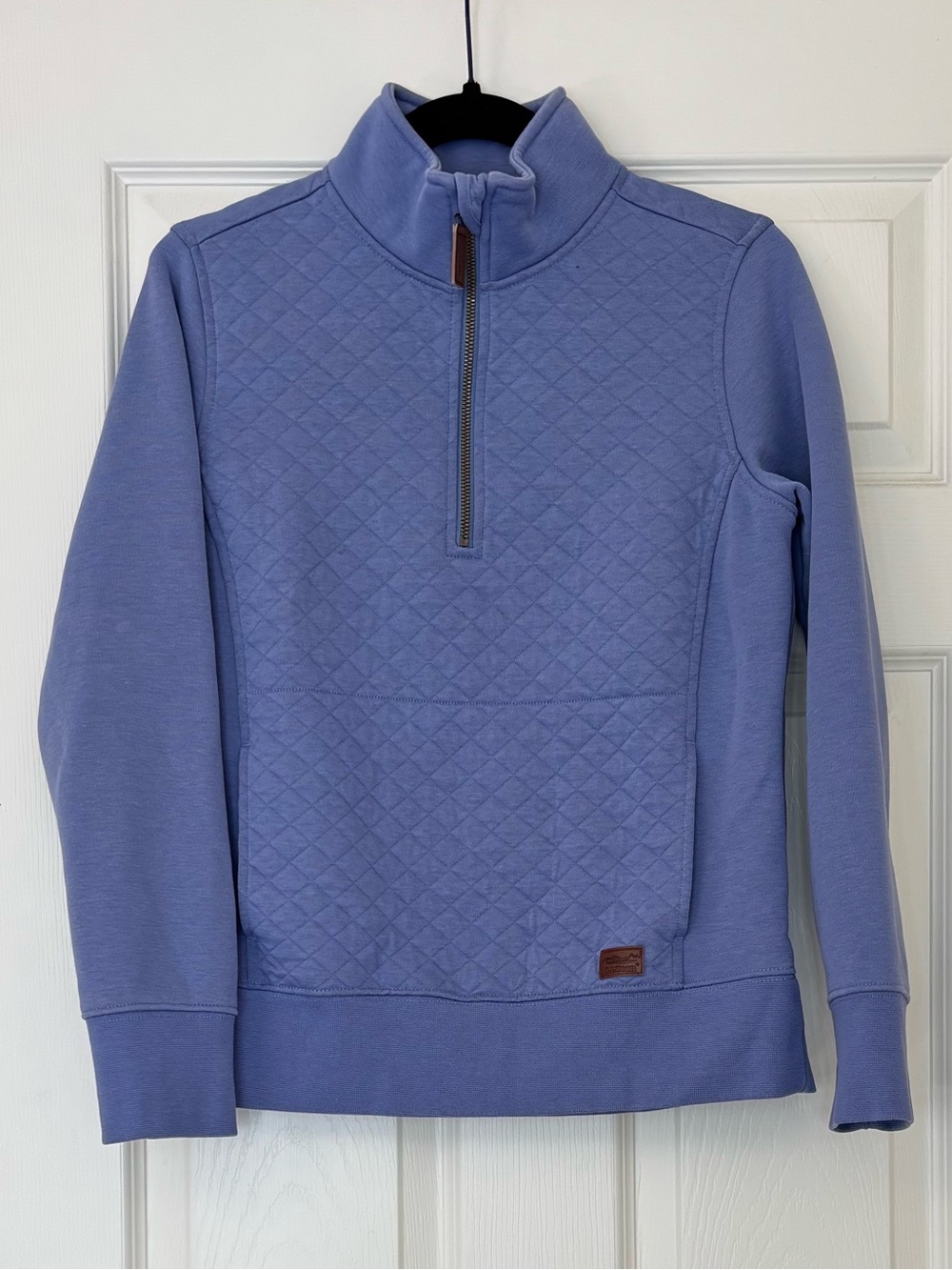 L.L. Bean Cotton Blend Quilted Quarter Zip Pullover with Front Pocket